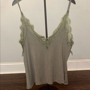 Elegant Lace Trim Olive Green Women's Top